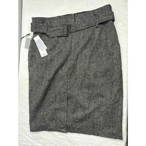 NWT Dalia Collection Women's Grey/Black Belted Pencil Skirt size 12